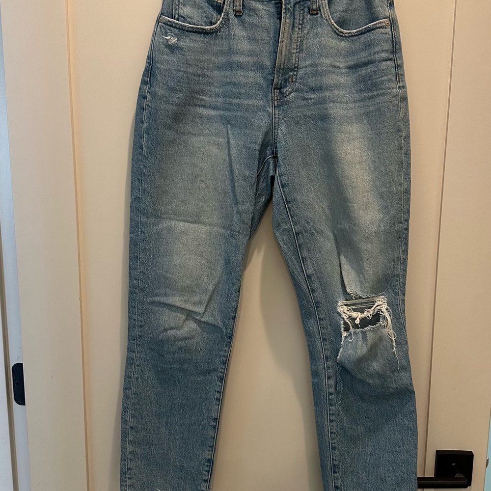 Madewell Blue High Rise Distressed Jeans